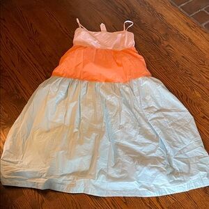 J. Crew Girls' Colorblock Maxi Dress in Coral, Pink & Light Blue